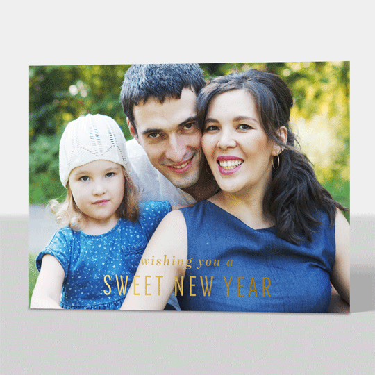 Sweet New Year Foil Photo Jewish New Year Cards